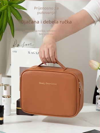 Kozmetička torbica - Veliki kapacitet, Odvojivi pretinci, Vodootporna PU, Prijenosna sa zatvaračem