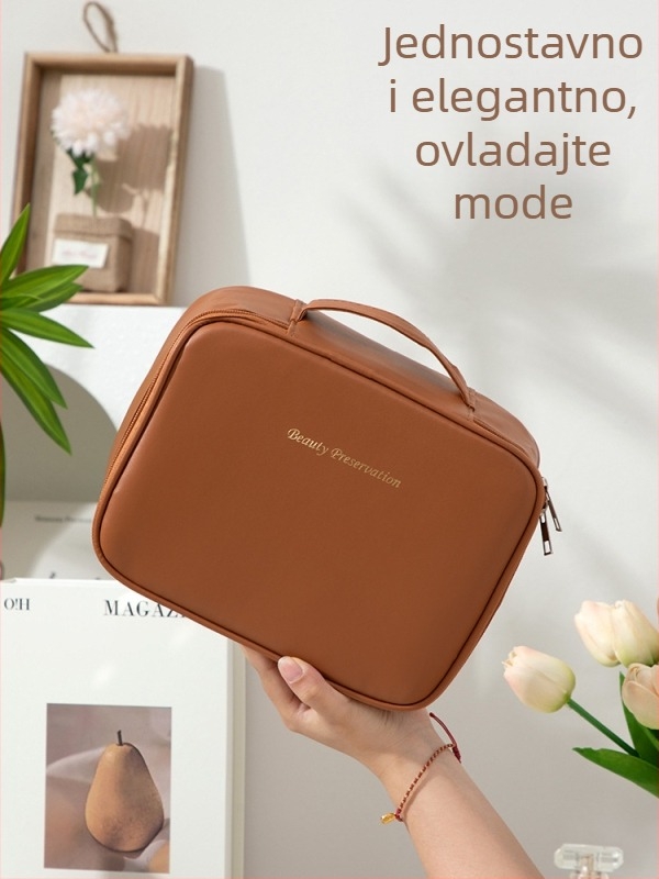 Kozmetička torbica - Veliki kapacitet, Odvojivi pretinci, Vodootporna PU, Prijenosna sa zatvaračem