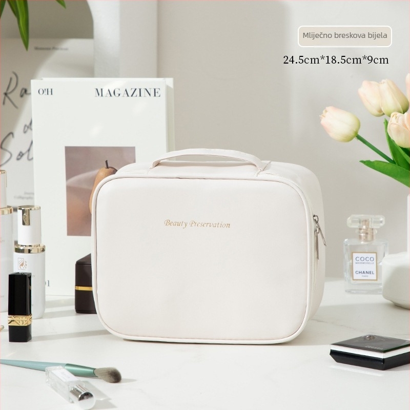 Kozmetička torbica - Veliki kapacitet, Odvojivi pretinci, Vodootporna PU, Prijenosna sa zatvaračem