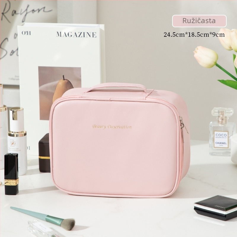 Kozmetička torbica - Veliki kapacitet, Odvojivi pretinci, Vodootporna PU, Prijenosna sa zatvaračem