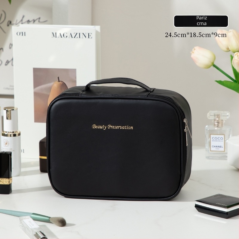 Kozmetička torbica - Veliki kapacitet, Odvojivi pretinci, Vodootporna PU, Prijenosna sa zatvaračem