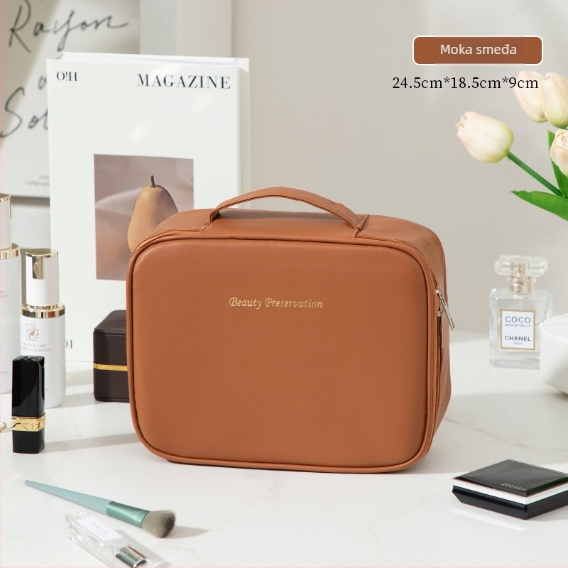 Kozmetička torbica - Veliki kapacitet, Odvojivi pretinci, Vodootporna PU, Prijenosna sa zatvaračem
