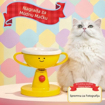 Miska za hranjenje mačaka, prilagodljiva, od plastike ili keramike, oprema za kućne ljubimce, jednostruko pakiranje