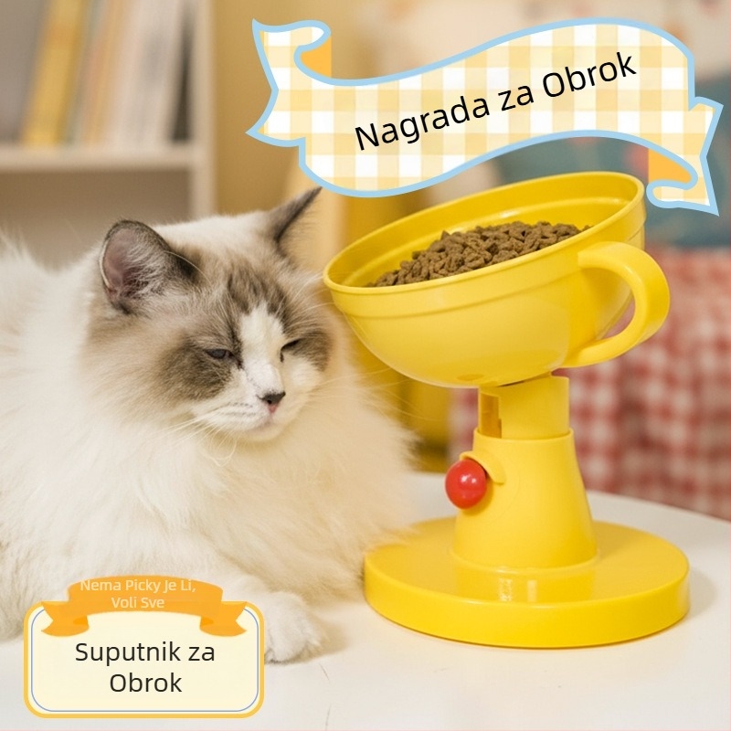 Miska za hranjenje mačaka, prilagodljiva, od plastike ili keramike, oprema za kućne ljubimce, jednostruko pakiranje