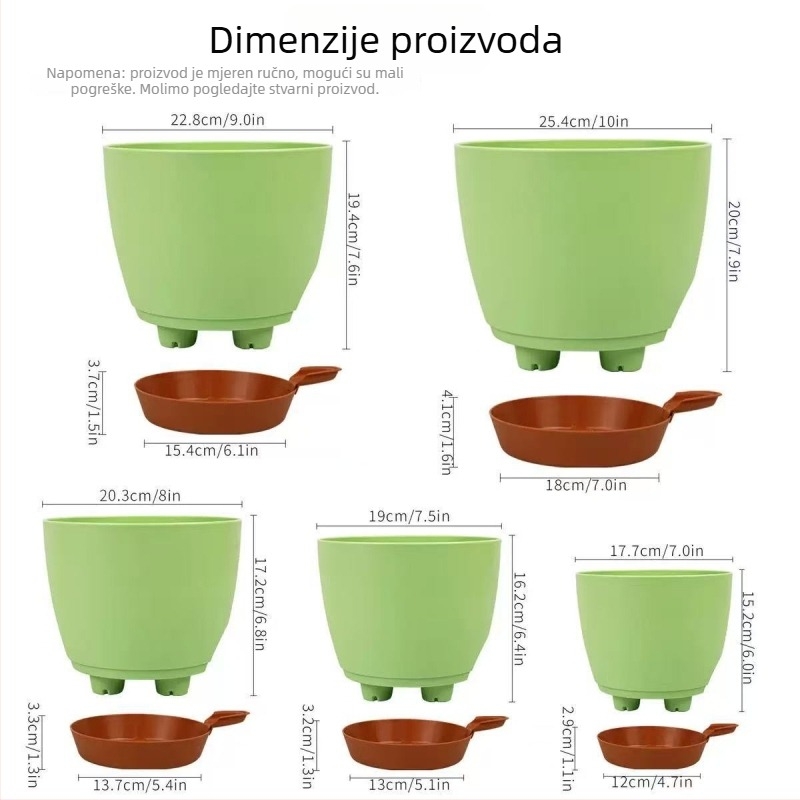 Saksija za cvijeće od smole, okrugla, za unutarnju uporabu na stolu; prozračna, otporna na deformacije, otporna na koroziju, samozalijevanje, štednja vode