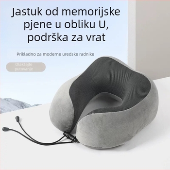 U-oblikovani jastuk za vrat s memorijskom pjenom za putovanja, Crystal Velvet tkanina, lagana težina ispod 0,5 kg
