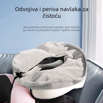 U-oblikovani jastuk za vrat s memorijskom pjenom za putovanja, Crystal Velvet tkanina, lagana težina ispod 0,5 kg