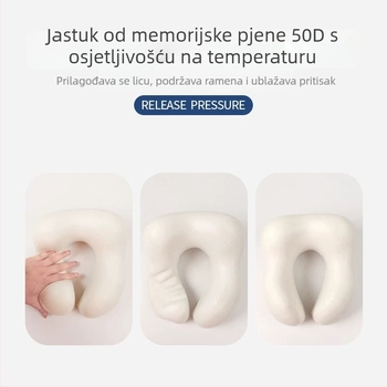 U-oblikovani jastuk za vrat s memorijskom pjenom za putovanja, Crystal Velvet tkanina, lagana težina ispod 0,5 kg