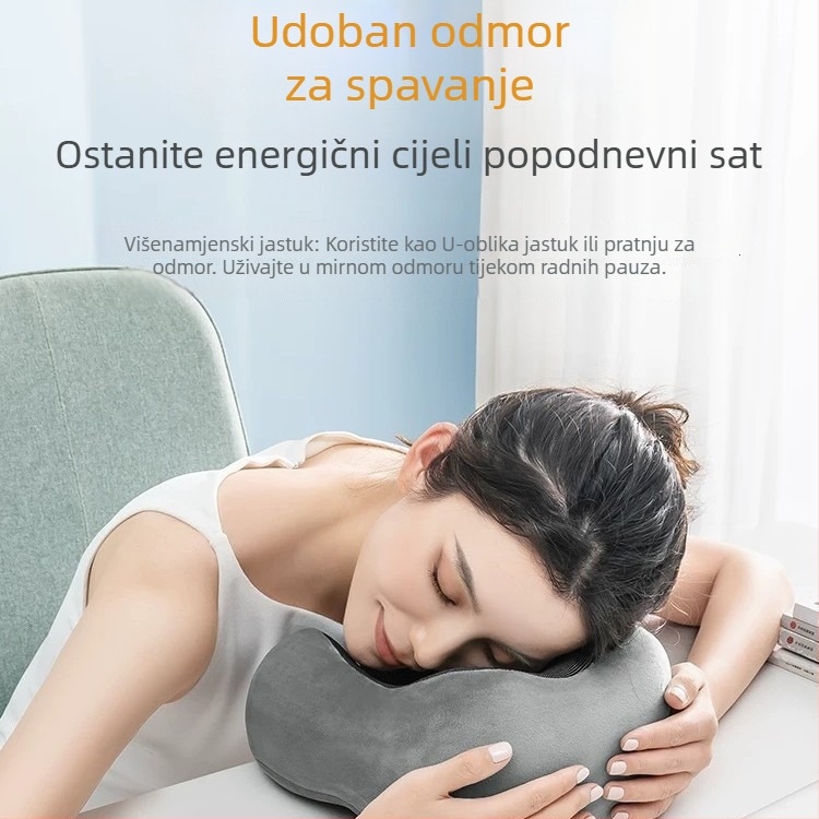 U-oblikovani jastuk za vrat s memorijskom pjenom za putovanja, Crystal Velvet tkanina, lagana težina ispod 0,5 kg