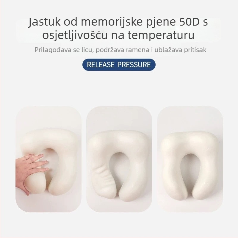 U-oblikovani jastuk za vrat s memorijskom pjenom za putovanja, Crystal Velvet tkanina, lagana težina ispod 0,5 kg