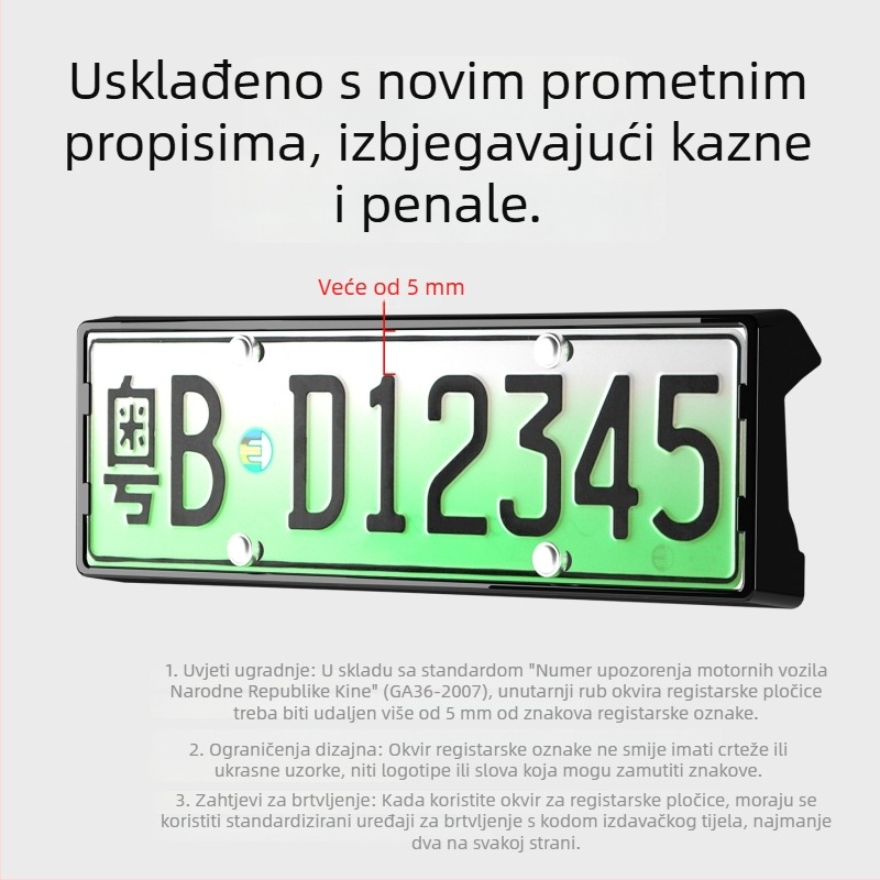 Poseban nosač registarske pločice s kompletnom zaštitom rubova za YU7 — plastični zaštitni okvir