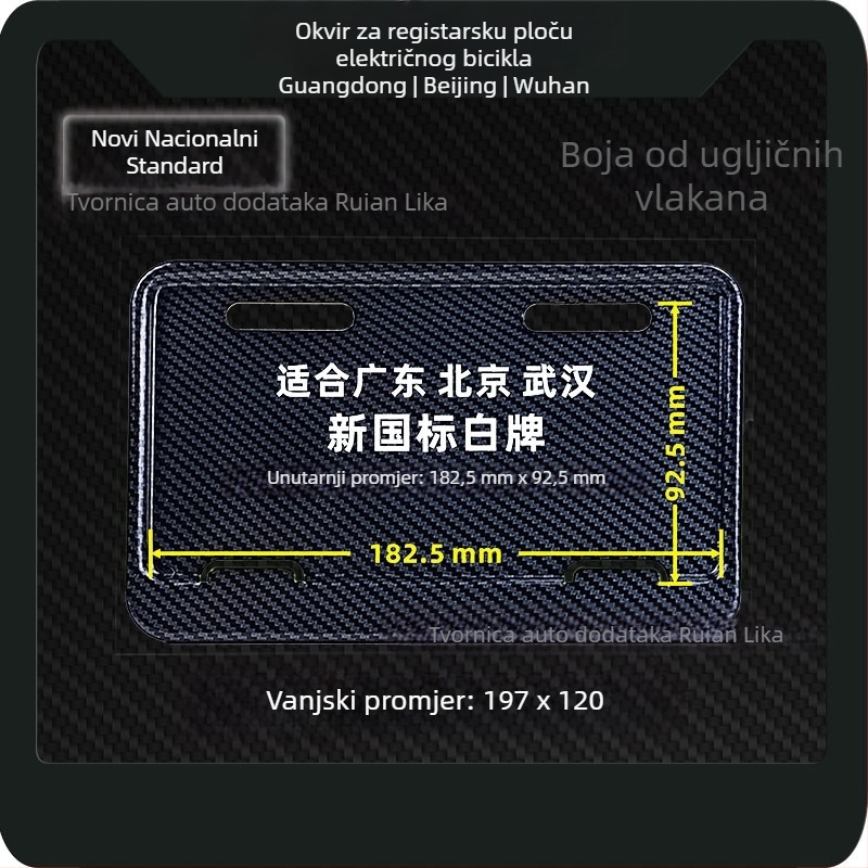 Okvir za registarsku pločicu električnih bicikala – aluminijska legura, univerzalna kompatibilnost