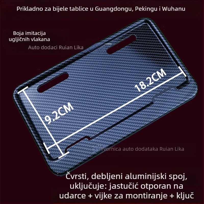 Okvir za registarsku pločicu električnih bicikala – aluminijska legura, univerzalna kompatibilnost