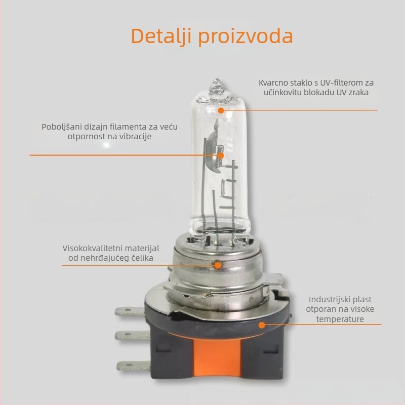 Automobilska halogena žarulja za prednje svjetlo H-15, 15/55W, 12V, Halogenska žarulja, Dugotrajan vijek trajanja