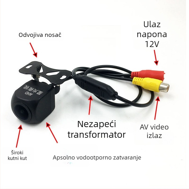 AHD Starlight retro kamera za 12V vozila, 720P, prilagodljiv ugao gore-dolje, AV signal
