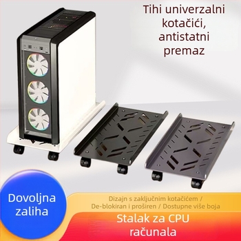 Stolni držač računala s uklonjivom bazom i kotačićima — manganski čelik konstrukcija, integrirani spremnik za pohranu