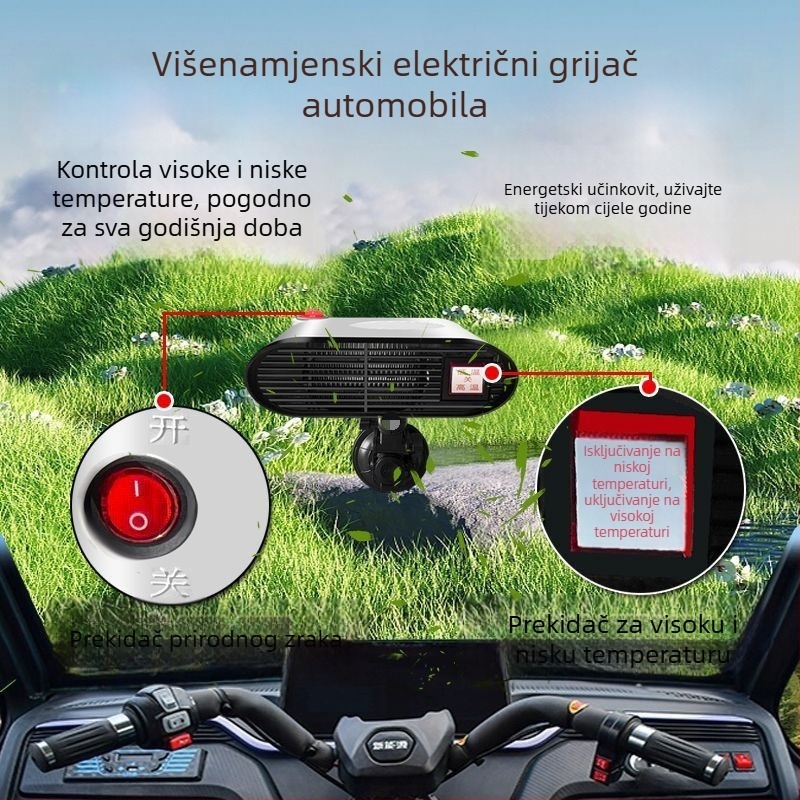 Električni grijač vozila, defroster za tricikle i četverokotače, grijanje, odmrzavanje i odmagljivanje