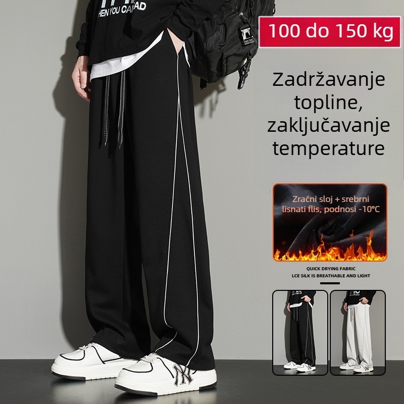 Muške sportske hlače u Plus veličini za jesen-zimu, ravni kroj, opuštene široke nogavice