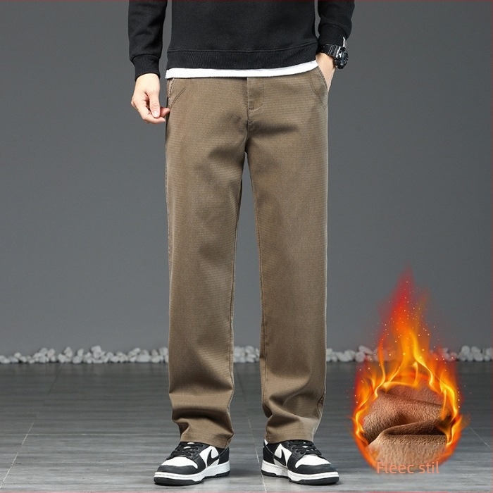 Muške hlače ravnog kroja s fleec navlakom od Lyocella | srednji pojas, mikroelastičnost, zima 2025