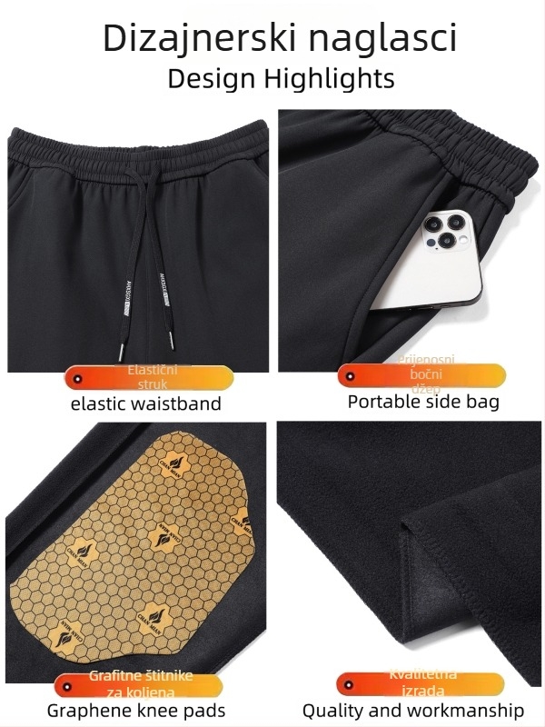Softshell hlače s grafenom za muškarce i žene, fleece podstava, otporne na vjetar i vodonepropusne, udoban kroj, duge hlače za jesen i zimu