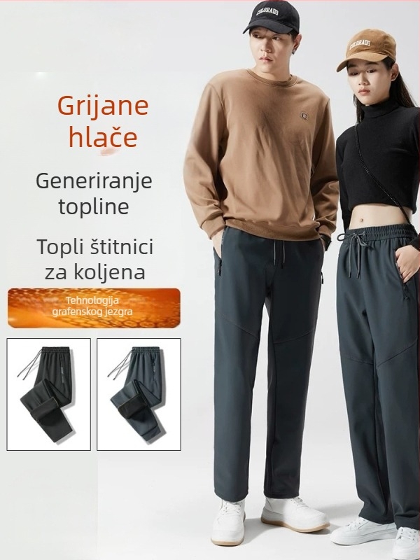 Muške vodootporne i otporne na vjetar zimske hlače s flis podstavom, debeli grafenski toplinski sloj, sportske ležerne hlače za snijeg i planinarenje