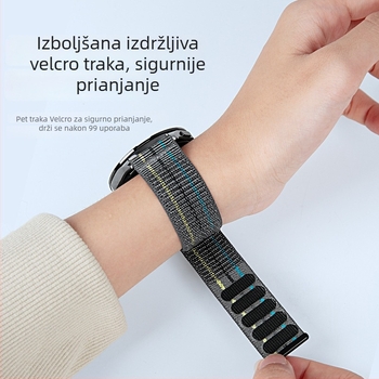 Najlon pleteni remen za sat Huawei Watch5 Pro/GT6/5; 22 mm sučelje; Velcro kopča; kompatibilno Samsung, Garmin, Huawei (Materijal: najlon; Sučelje: 22 mm; Kopča: Velcro; Kompatibilnost: Samsung, Garmin, Huawei)