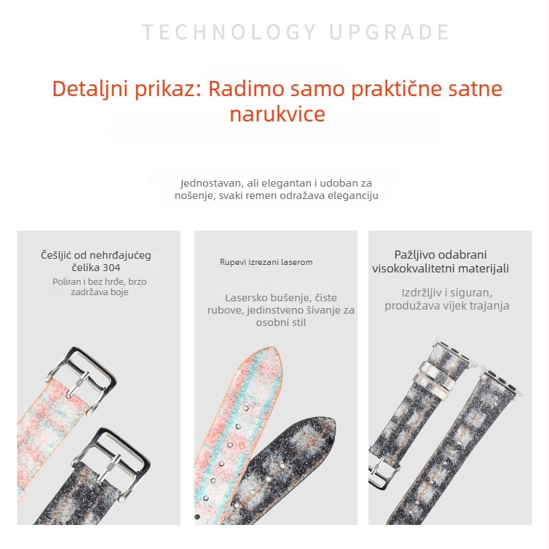Golden Glow Kožna narukvica s brzim oslobađanjem, zamjenska za Apple Watch, Samsung i Huawei — kopča s iglom
