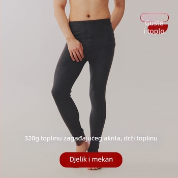Muške akrilne termalne hlače s flis podstavom, debele i tople, antibakterijske, uski kroj za zimu