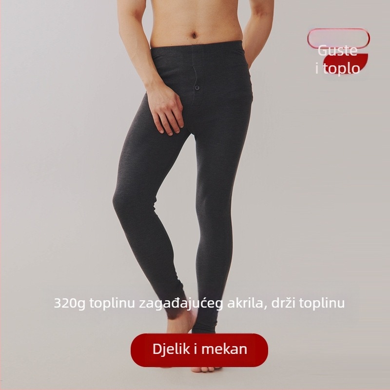 Muške akrilne termalne hlače s flis podstavom, debele i tople, antibakterijske, uski kroj za zimu