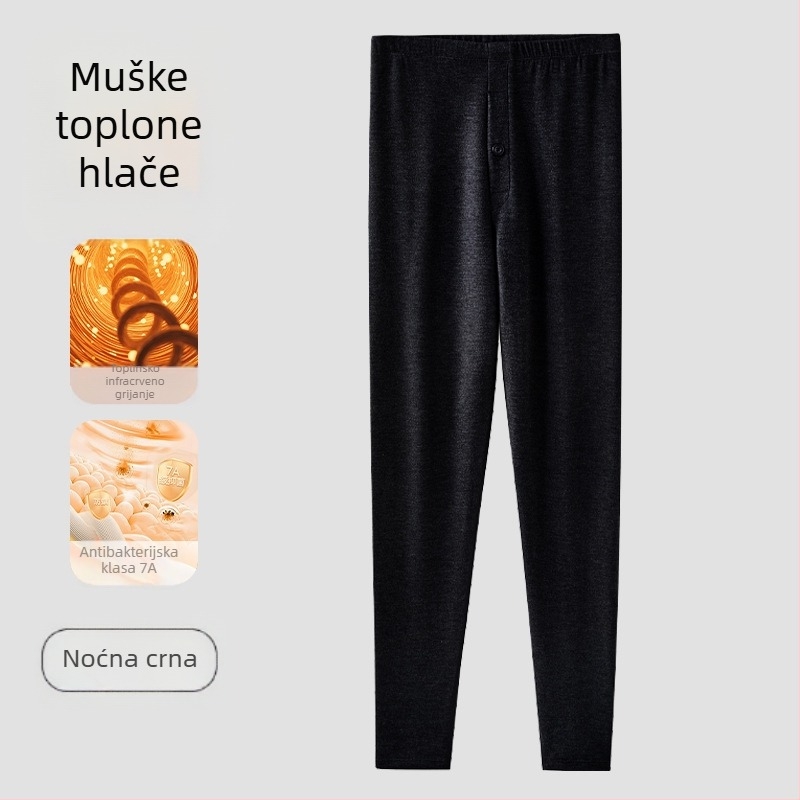 Muške akrilne termalne hlače s flis podstavom, debele i tople, antibakterijske, uski kroj za zimu