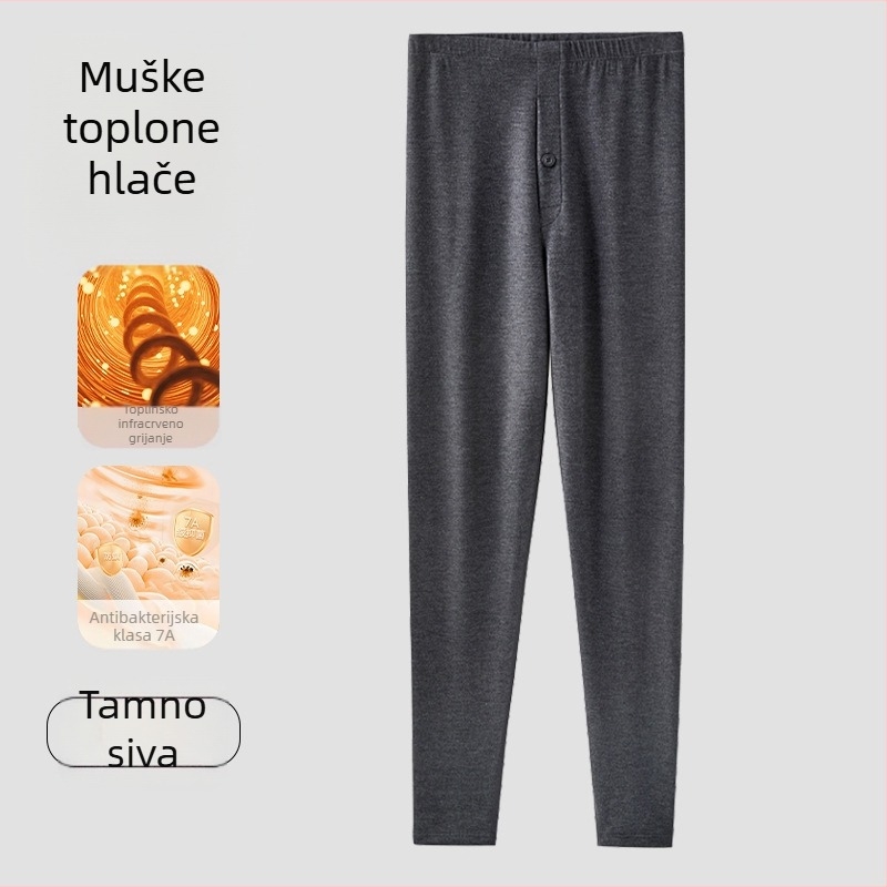 Muške akrilne termalne hlače s flis podstavom, debele i tople, antibakterijske, uski kroj za zimu