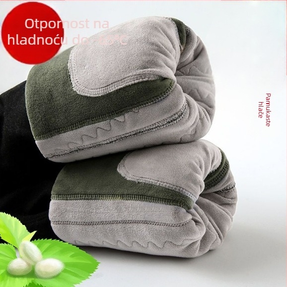 Muške pamučne termo hlače s flis podlogom, trostruko slojevite, extra debele 501-600 g/m², s zaštitom struka i koljena