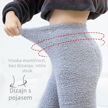 Zimske debele pidžama hlače od koralnog flisa, tople i udobne za kućnu upotrebu, podstavljene, slobodan kroj, bezšivne, za trudnice