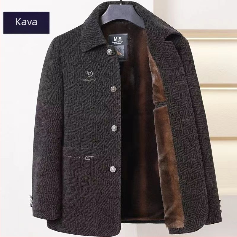 Muška zimska jakna od Chenille vune, podstavljena flisom, s kapuljačom i stojećim ovratnikom