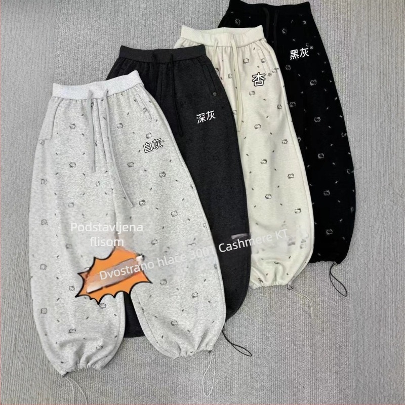 Ženske široke casual hlače, poliester 30-50%, visok pas, opušten kroj, japansko-korejski leisure stil, jesen 2025