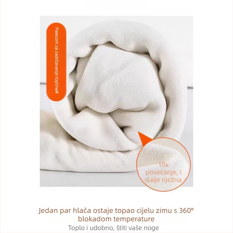 Ženske široke hlače s visokim strukom i fleece unutarnjom, mješavina poliestera i viskoze, za jesen-zimu