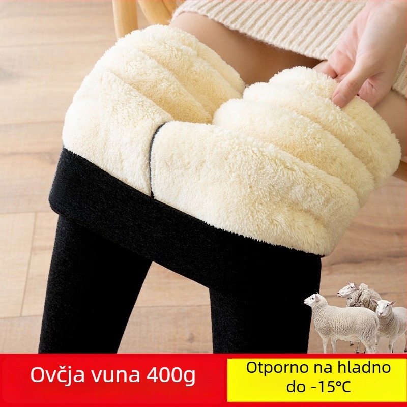 Ženske flisane legice, visokim strukom, dužina 9/10, poliester-elastan (90–95%), ekstra debeli
