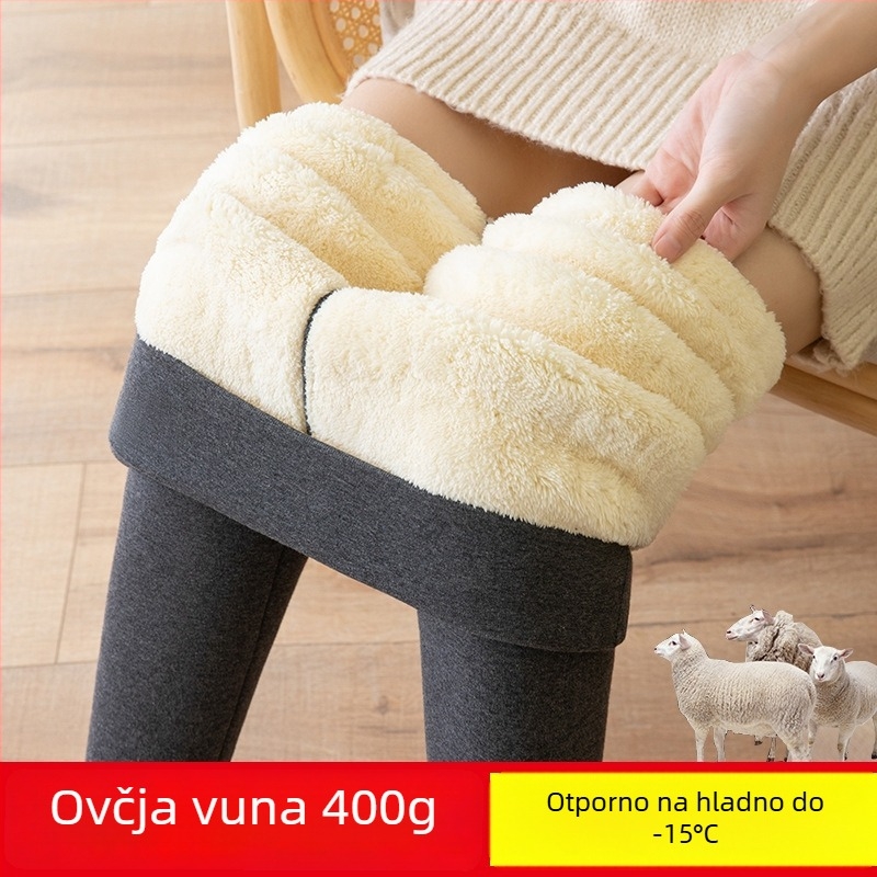 Ženske flisane legice, visokim strukom, dužina 9/10, poliester-elastan (90–95%), ekstra debeli