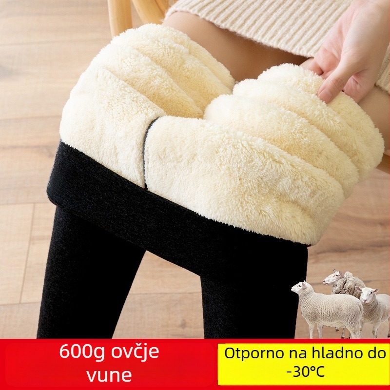 Ženske flisane legice, visokim strukom, dužina 9/10, poliester-elastan (90–95%), ekstra debeli