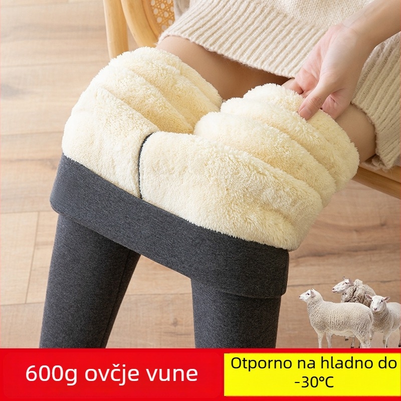 Ženske flisane legice, visokim strukom, dužina 9/10, poliester-elastan (90–95%), ekstra debeli
