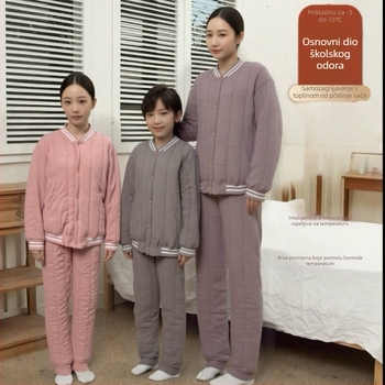 Zimske unisex dječje termalne hlače – 80% pamuk, visok pas, unutarnji sloj s kontrolom temperature, debele zimi, za djecu od 8 godina