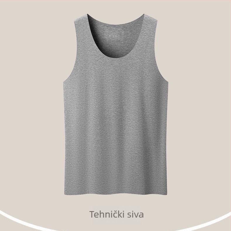 Muški bezrukavni modalni prsluk s Y linijom, okrugli ovratnik, 90–95% modal vlakna, srednje gustoće, prozračan, casual stil