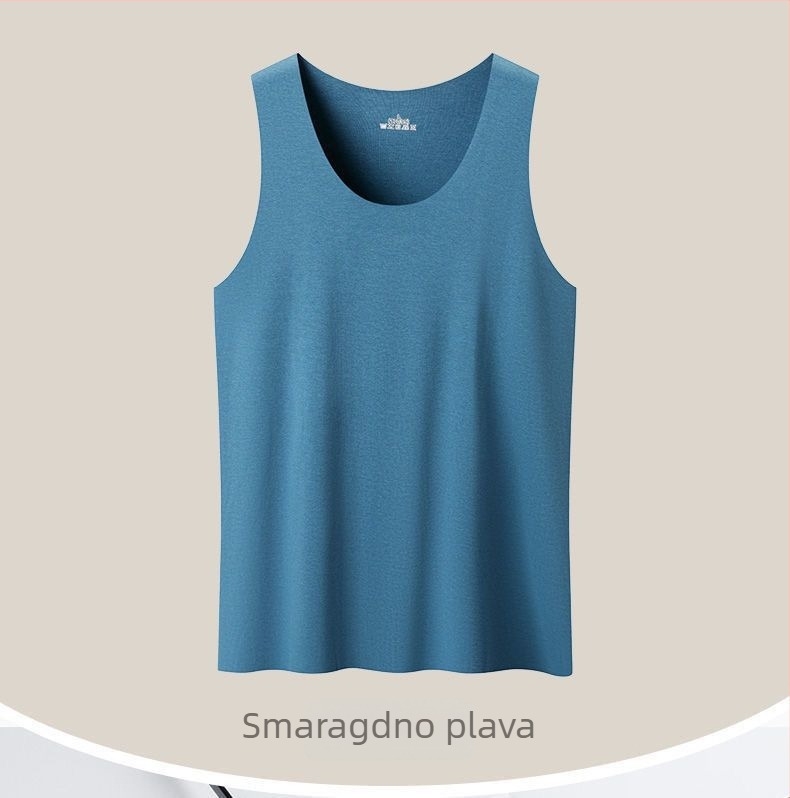 Muški bezrukavni modalni prsluk s Y linijom, okrugli ovratnik, 90–95% modal vlakna, srednje gustoće, prozračan, casual stil