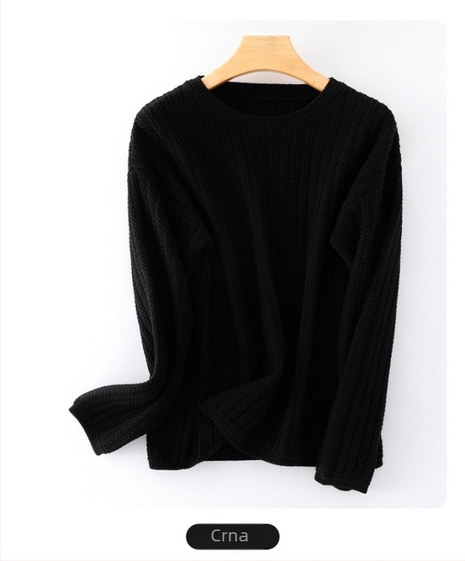 Džemper od teškog žakarda pamuka, okrugli izrez, dugi rukavi, udoban slobodan kroj