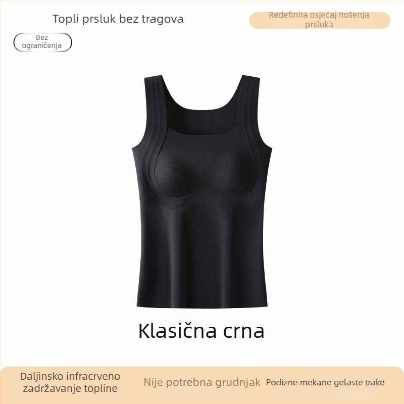 Ženska termo vest s kapuljom i integriranim grudnjakom, najlon, oblikovanje tijela i toplina