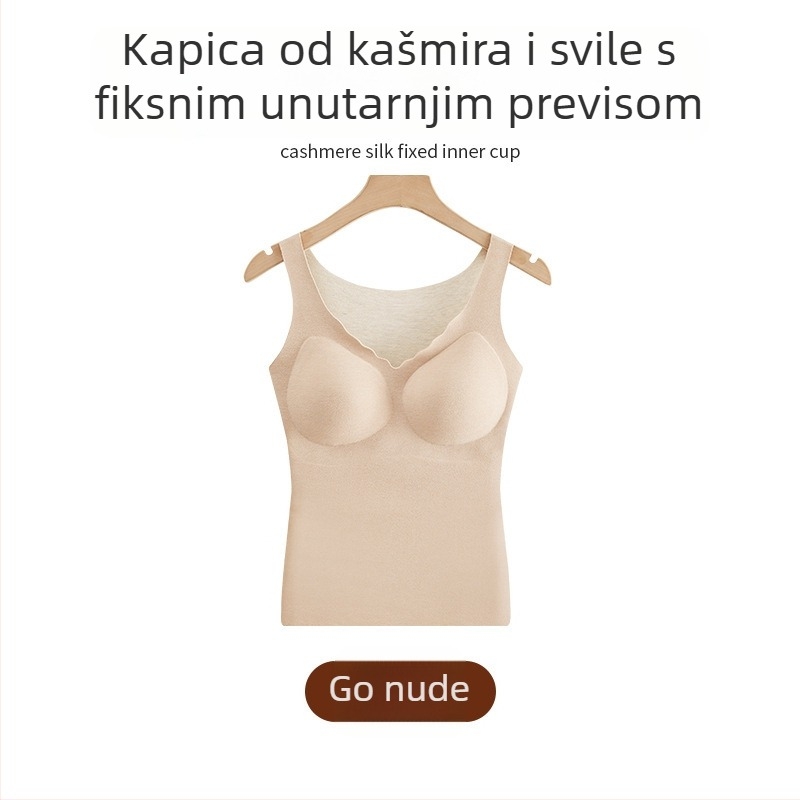 Termalna majica bez rukava s integriranim košaricama i jastučićima, Derong akrilna tkanina, tanak 121-140 g/m2, V-izrez