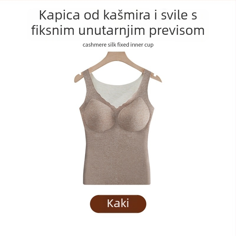 Termalna majica bez rukava s integriranim košaricama i jastučićima, Derong akrilna tkanina, tanak 121-140 g/m2, V-izrez