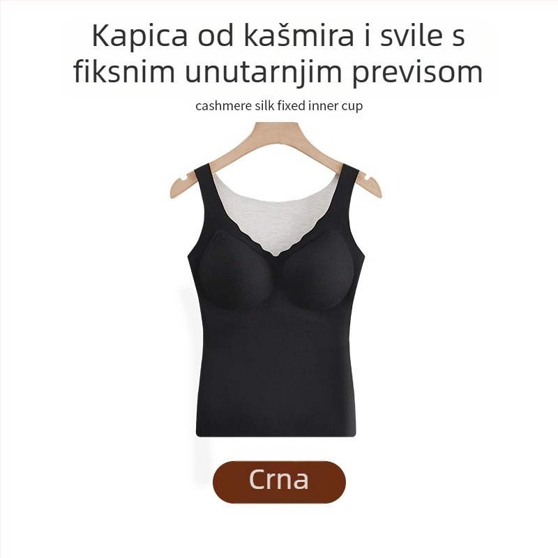 Termalna majica bez rukava s integriranim košaricama i jastučićima, Derong akrilna tkanina, tanak 121-140 g/m2, V-izrez