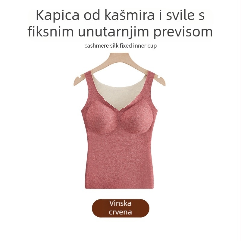 Termalna majica bez rukava s integriranim košaricama i jastučićima, Derong akrilna tkanina, tanak 121-140 g/m2, V-izrez