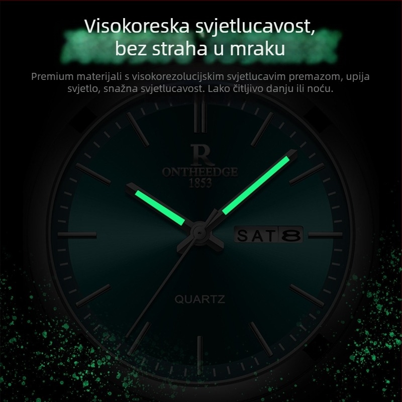 RZY103 Muški kvarcni sat, vodootporan do 30 m, Pe90 mehanizam, kućište od legure, remen od nehrđajućeg čelika